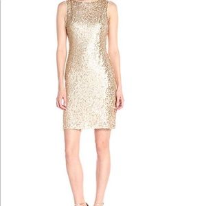 Donna Ricco Women's Sleeveless Gold Sheath Dress